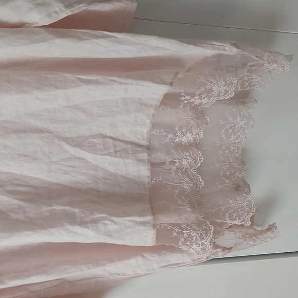 Stella Martini Womens Blush Linen and Lace Flowy Tunic Top Minimalist Sz.2X - Picture 3 of 9